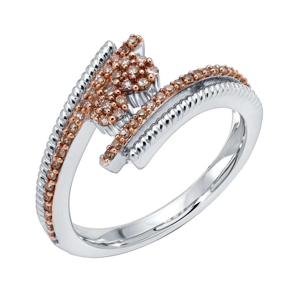 Champagne Diamond Silver Ring
